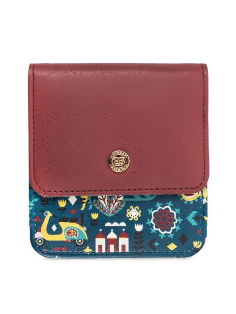 

Chumbak Women Sea Green & Brown Printed Two Fold Wallet