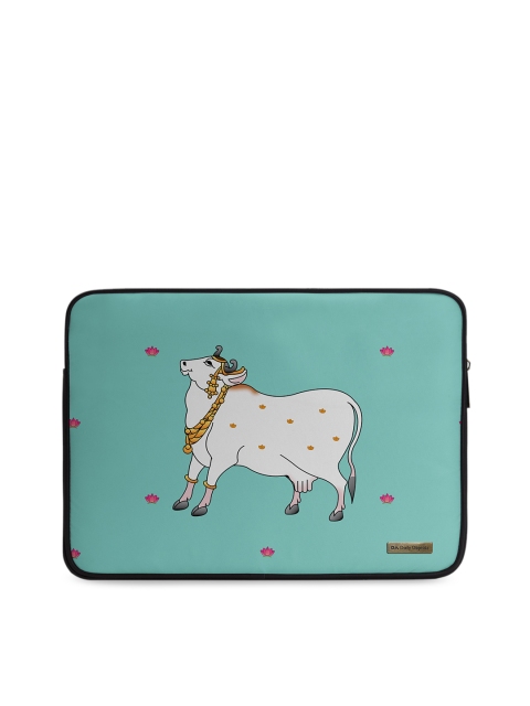 

DailyObjects Unisex Sea Green & White Cow Printed Laptop Sleeve
