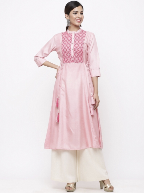 

Juniper Women Pink Yoke Design A-Line Kurta