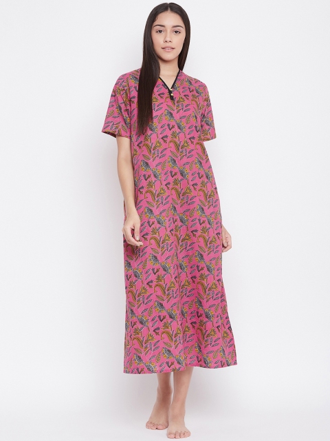 

The Kaftan Company Magenta Printed Nightdress