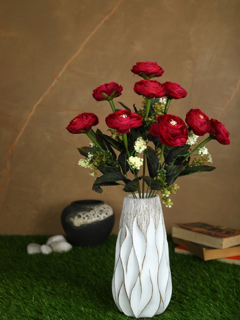 

PolliNation Red & Green Decorative Artificial Camellia Rose Flower Bunch