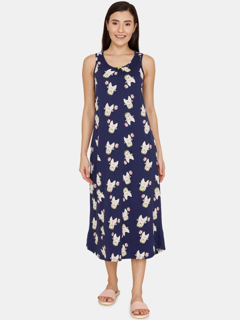 

Zivame Blue Printed Nightdress