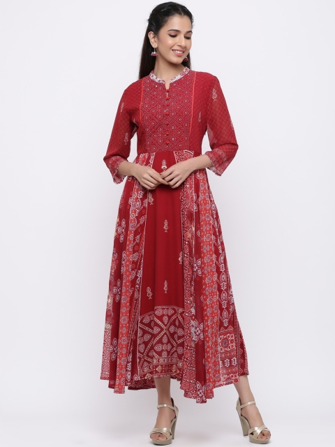 

Juniper Women Red Printed Fit and Flare Dress