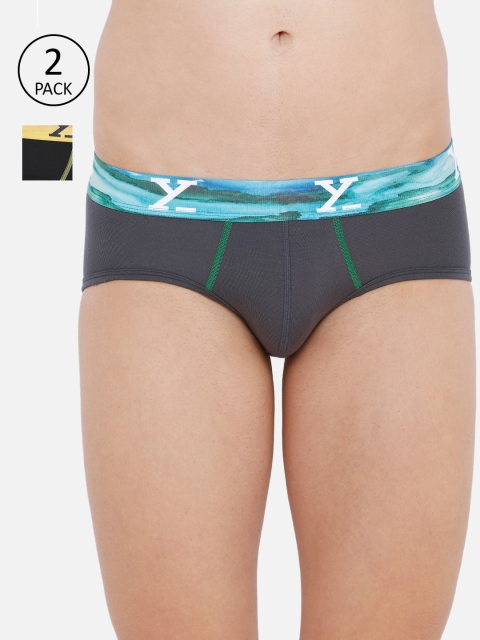 

XYXX Men Pack Of 2 Black Solid Ultra Soft Antimicrobial Briefs XYBRF2PCKN105XXL