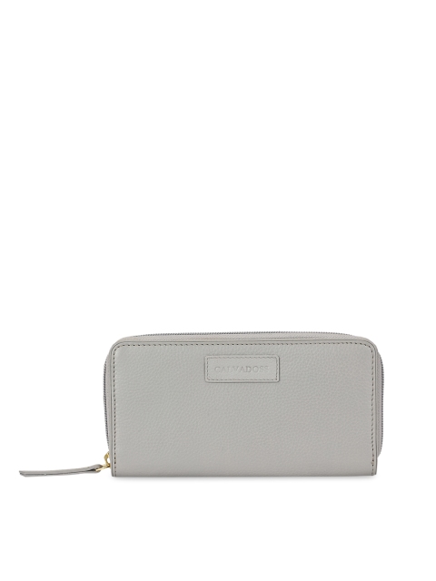 

Calvadoss Women Grey Textured Zip Around Wallet