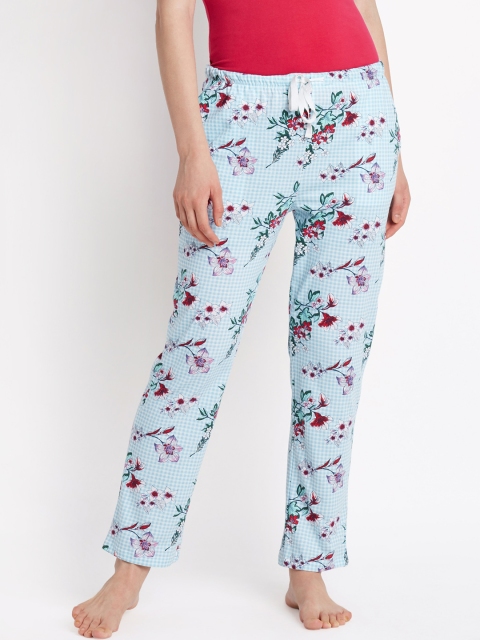 

Dreamz by Pantaloons Women Turquoise Blue & Red Floral Print Lounge Pants