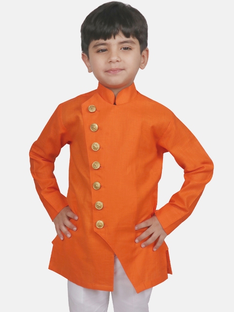 

SG YUVRAJ Boys Orange Solid Straight Kurta