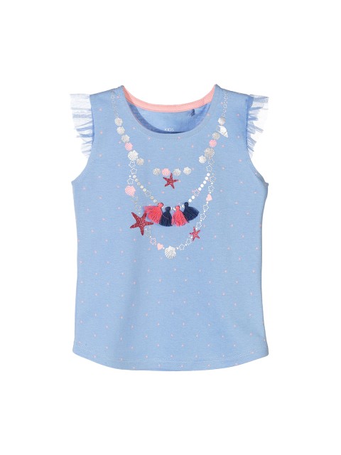 

5.10.15 Girls Blue Printed Round Neck T-shirt