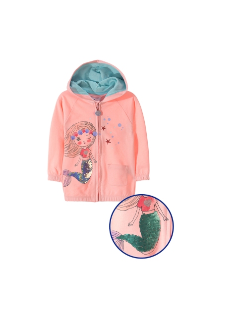 

5.10.15 Girls Pink & Blue Printed Sequin Embellished Hooded Sweatshirt