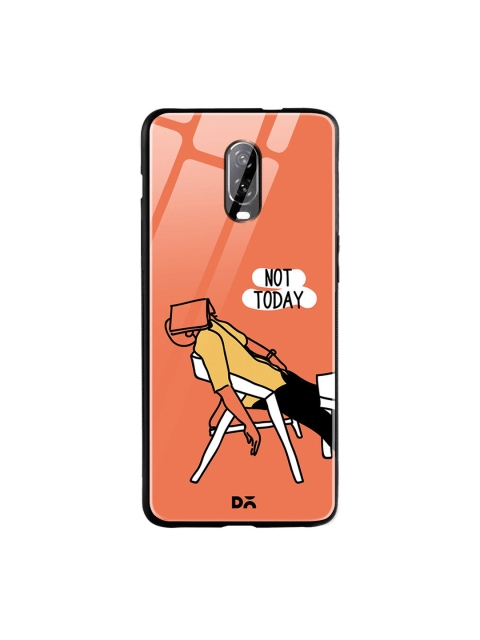 DailyObjects Peach-Coloured & Yellow Not Today OnePlus 6T Glass Case