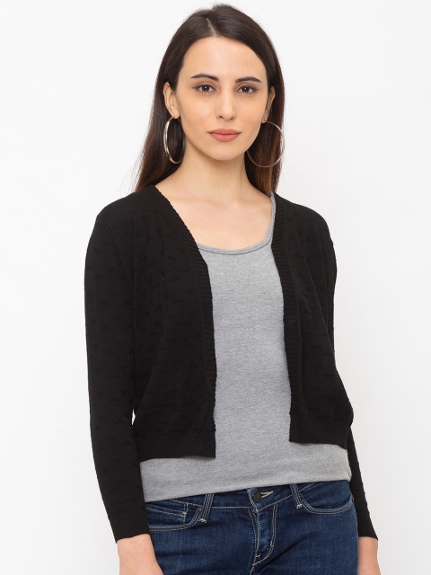 

Globus Women Black Self Design Open Front Shrug