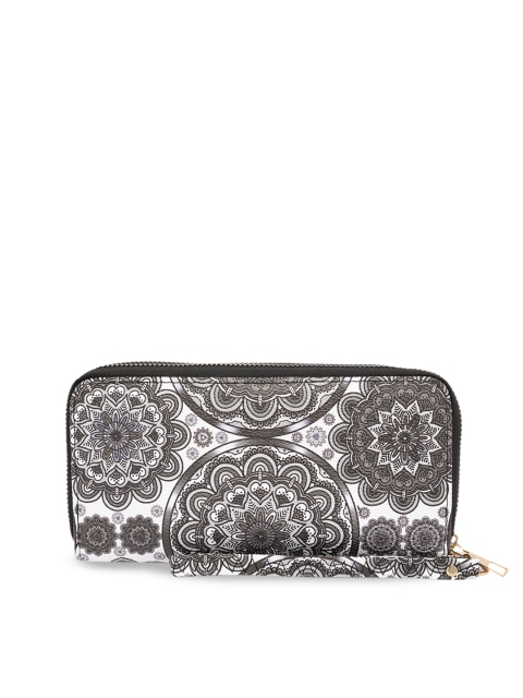 

Satchel Bags Women Off-White & Charcoal Printed Zip Around Wallet