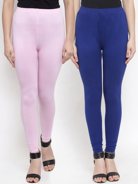 

TAG 7 Women Pack Of 2 Solid Leggings, Blue