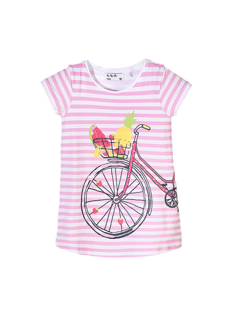 

5.10.15 Girls Pink And White Striped T-shirt Dress