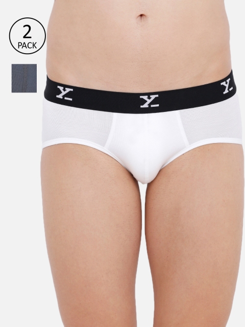 

XYXX Men Pack Of 2 Solid Ultra-Soft Antimicrobial Basic Briefs XYBRF2PCKN28, White