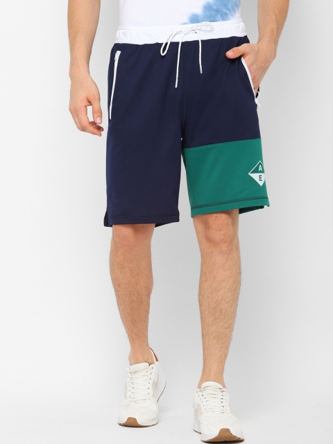 

AMERICAN EAGLE OUTFITTERS Men Navy Blue Colourblocked Regular Fit Regular Shorts