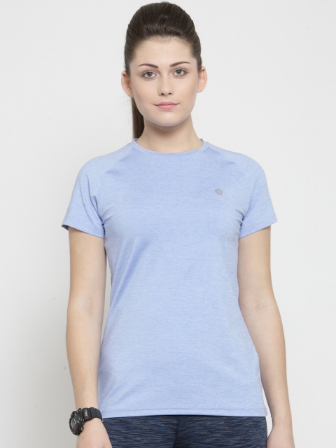 

BUKKUM Women Blue Solid Round Neck T-shirt