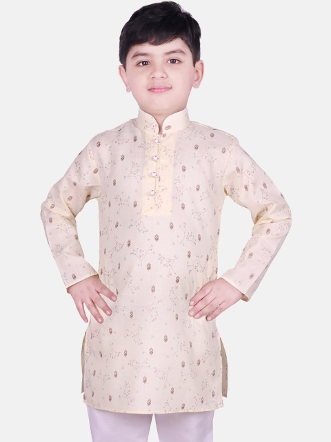 

SG YUVRAJ Boys Beige & Brown Printed Straight Kurta