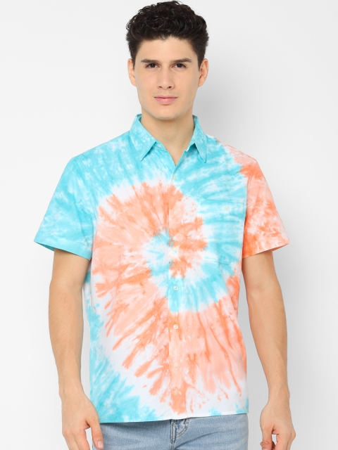 

AMERICAN EAGLE OUTFITTERS Men Blue & Orange Regular Fit Printed Casual Shirt