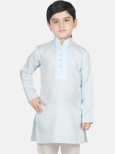 

SG YUVRAJ Boys Sky Blue Printed Straight Kurta