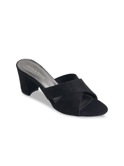 

LEMON & PEPPER Women Black Solid Mules