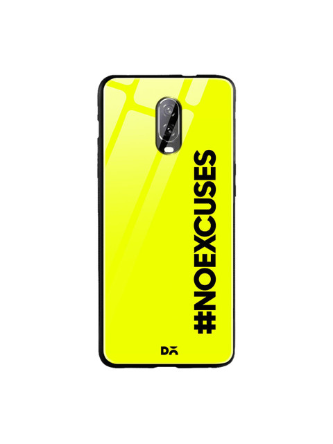 

DailyObjects Lime Yellow & Black No Excuses OnePlus 6T Glass Case