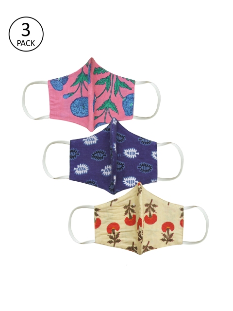

MABISH by Sonal Jain Unisex Pack of 3 Printed Reusable 3-Ply Cloth Mask, Navy blue