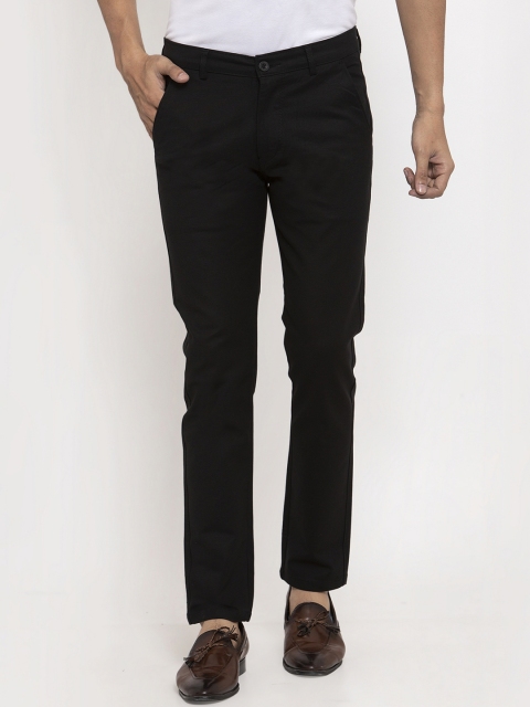 

Rodamo Men Black Slim Fit Solid Regular Trousers