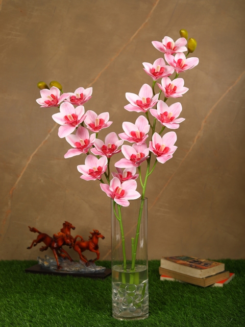 PolliNation Set Of 2 Pink Beautiful Artificial Cymbidium Orchid Flower Stems