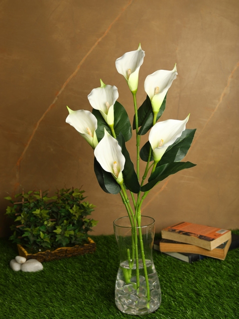 

PolliNation Set Of 2 White & Green Real Touch Artificial Callalily Flower Stems