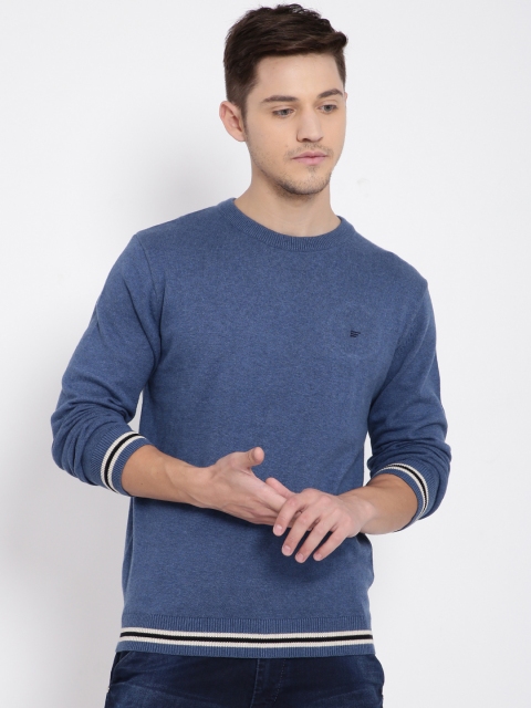 

t-base Men Blue Solid Pullover