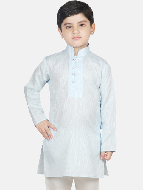 

SG YUVRAJ Boys Sky Blue Solid Straight Kurta