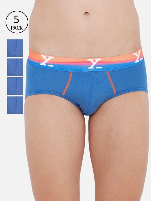 

XYXX Men Pack Of 5 Blue Solid Ultra-Soft Antimicrobial Basic Briefs XYBRF5PCKN44XXL