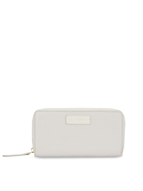 

Calvadoss Women White Premium Leather Textured Zip Around Wallet
