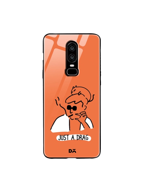 

DailyObjects Orange & White Just A Drag OnePlus 6 Glass Case