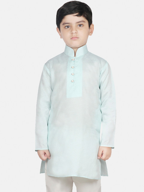 

SG YUVRAJ Boys Mint Green Woven Design Straight Kurta