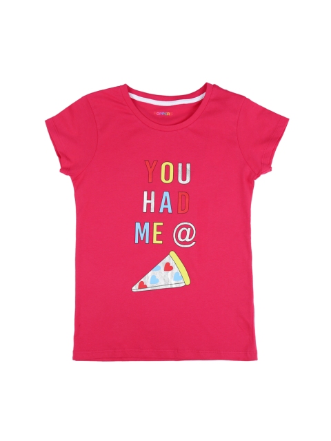 

POPPERS by Pantaloons Girls Fuchsia Pink Printed Round Neck T-shirt