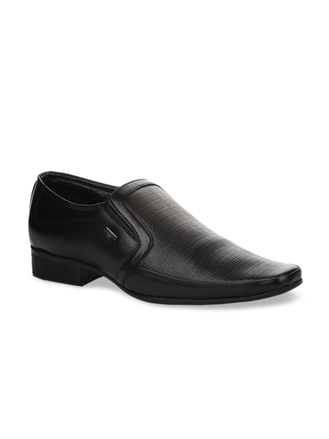 

Liberty Men Black Textured Leather Formal Slip-Ons
