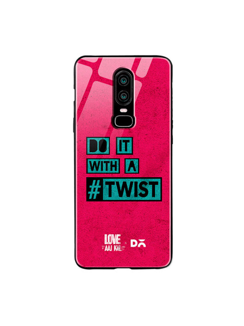 

DailyObjects Pink & Sea Green Love Twist OnePlus 6 Glass Case
