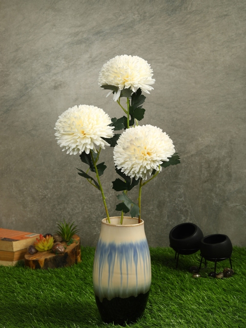 

PolliNation Set Of 3 White & Green Premium Artificial BallMum Flower Stems