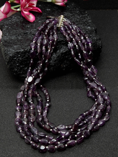

DUGRISTYLE Brown Amythes String Copper Necklace