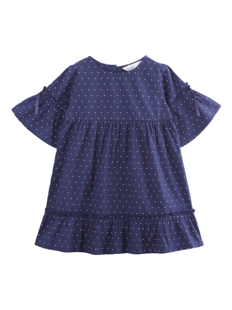 

Beebay Girls Navy Blue & White Polka Dots Print A-Line Dress
