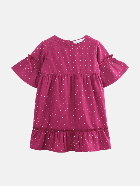 

Beebay Girls Maroon Printed A-Line Dress