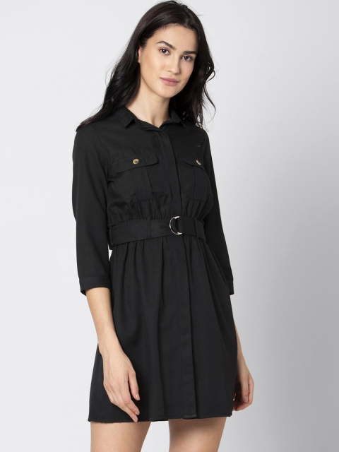 

FabAlley Women Black Solid Shirt Dress