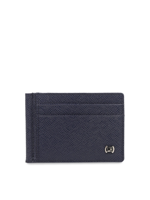 

Da Milano Men Black & Blue Textured Leather Two Fold Wallet