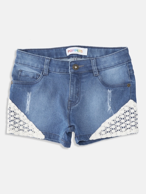 

POPPERS by Pantaloons Girls Blue Self Design Regular Fit Denim Shorts