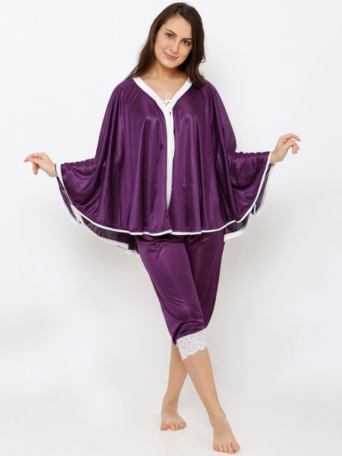 

Pretty Awesome Women Purple Solid Night suit