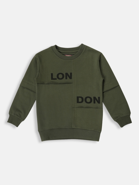 

Lil Tomatoes Boys Olive Green Printed V-Neck T-shirt