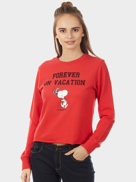

Free Authority Women Red Printed Round Neck T-shirt