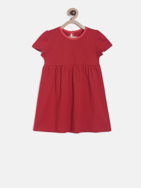 

MINI KLUB Girls Red Solid Fit and Flare Dress